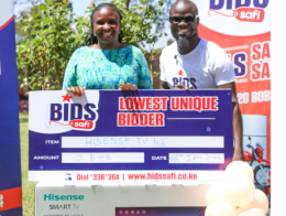 Grace receives Hisense TV after bidding with Sh5 bob on Bids Safi.